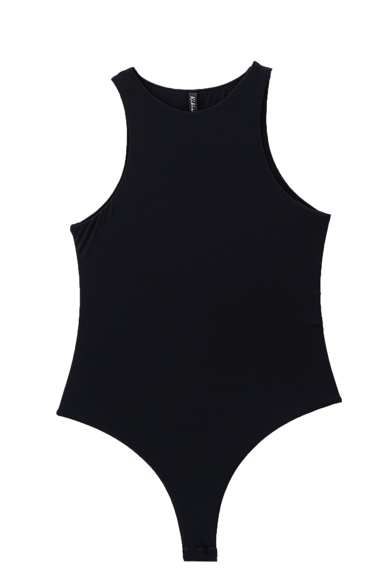 Black Sleeveless Snap-Button Bodysuit