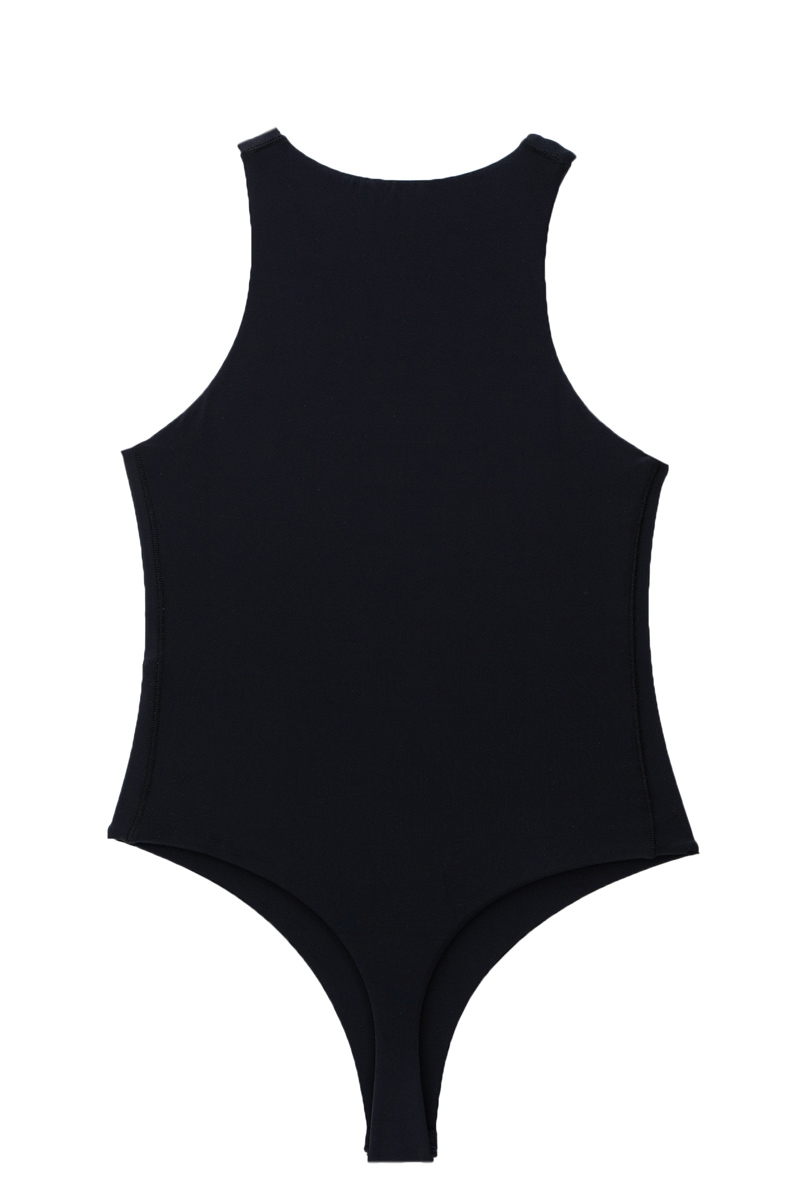 Black Sleeveless Snap-Button Bodysuit