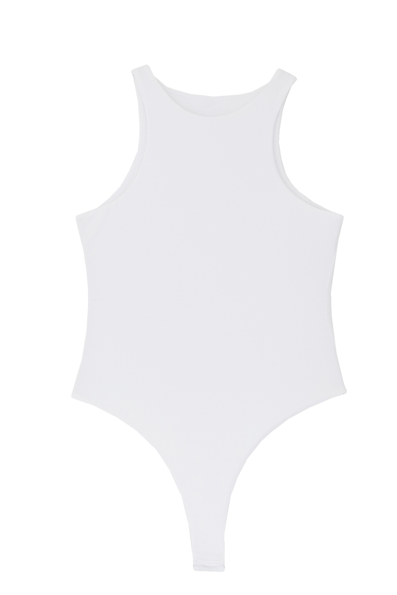 Offwhite Sleeveless Snap-Button Bodysuit