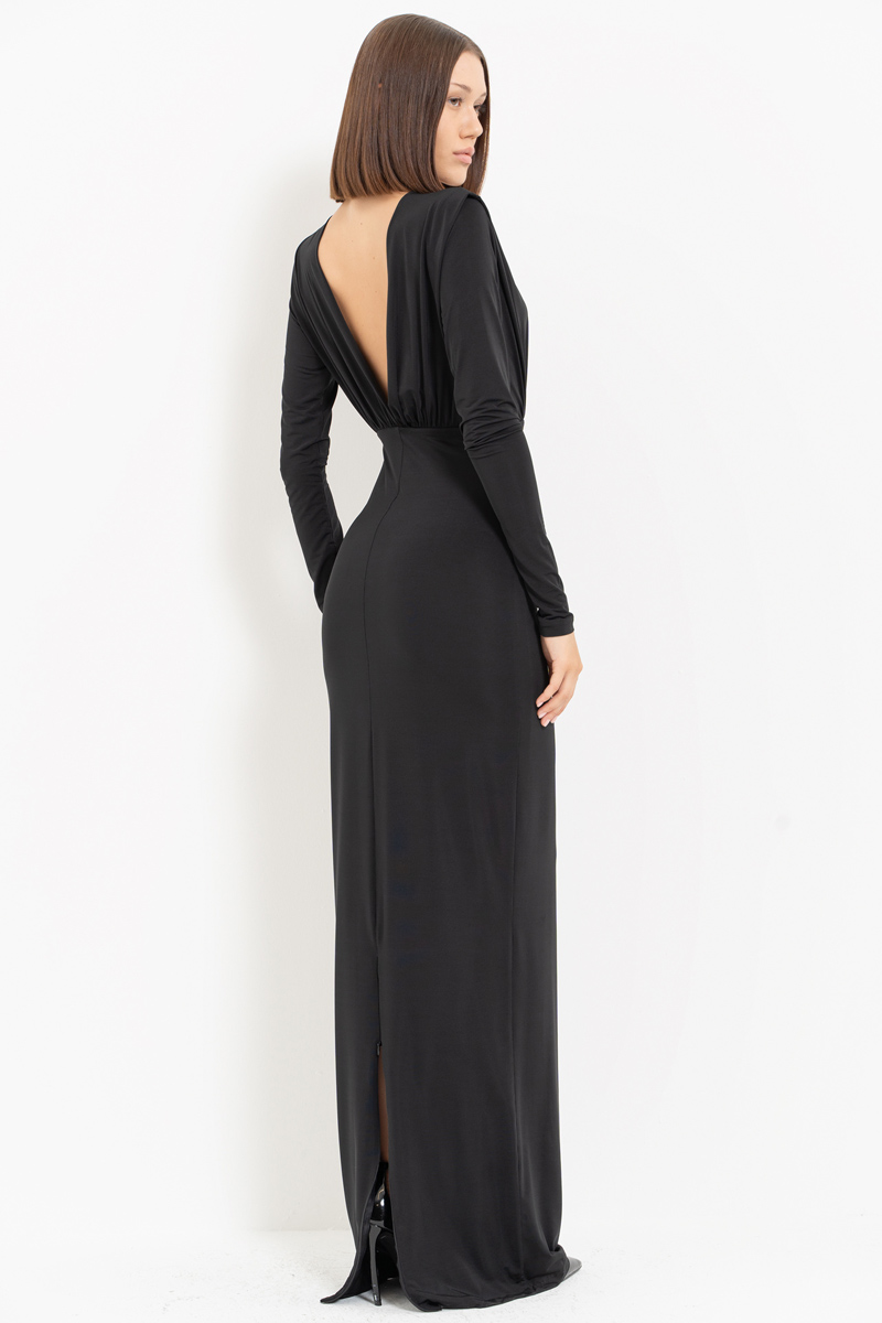 Low-cut Black Maxi Dress