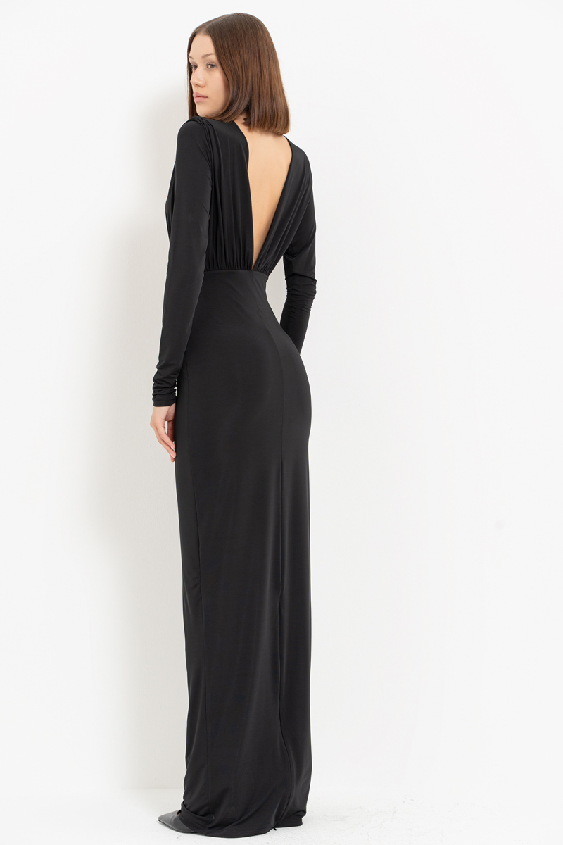 Low-cut Black Maxi Dress