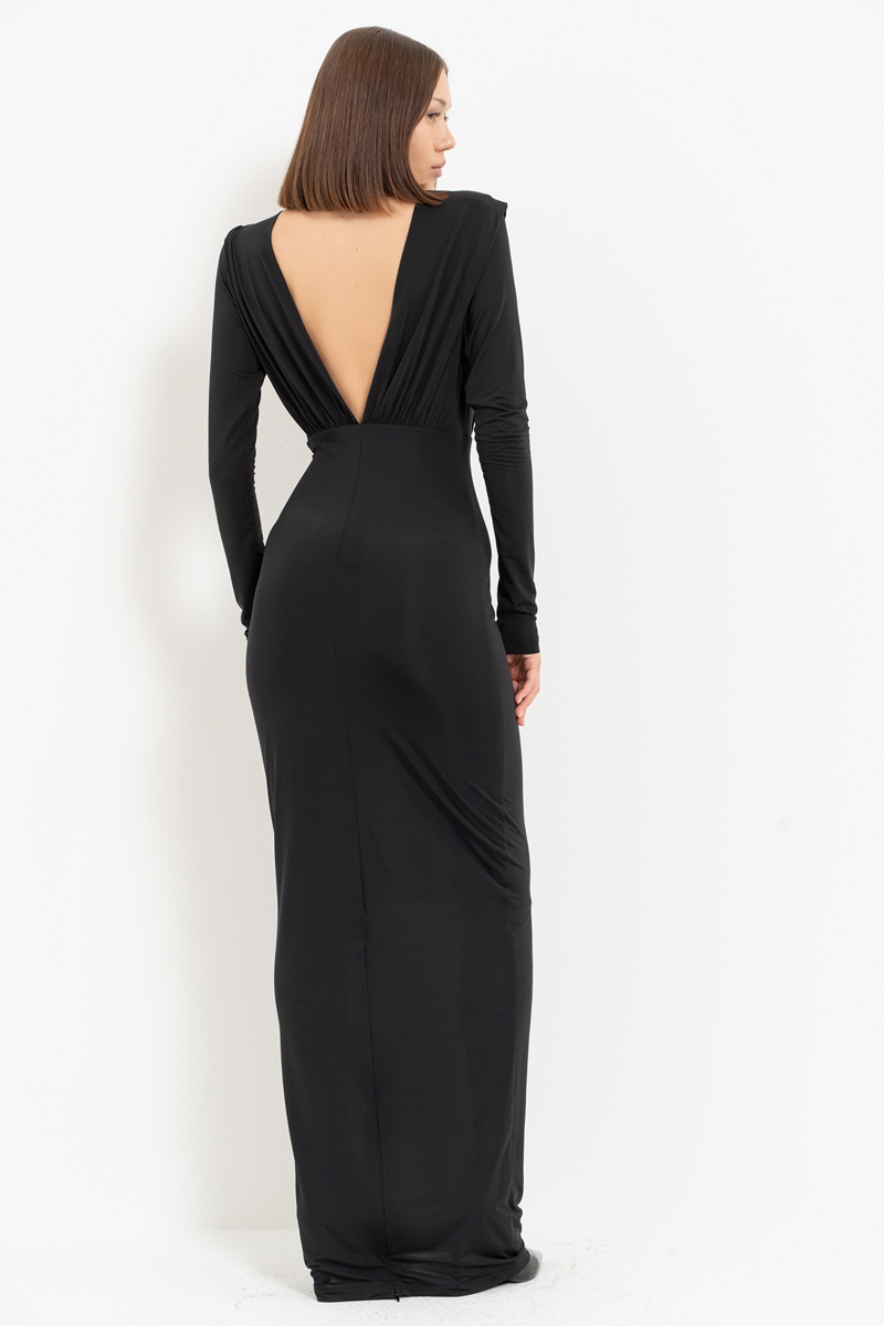 Low-cut Black Maxi Dress