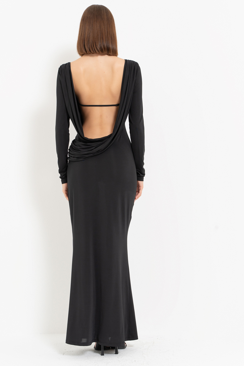 Black Backless Maxi Dress