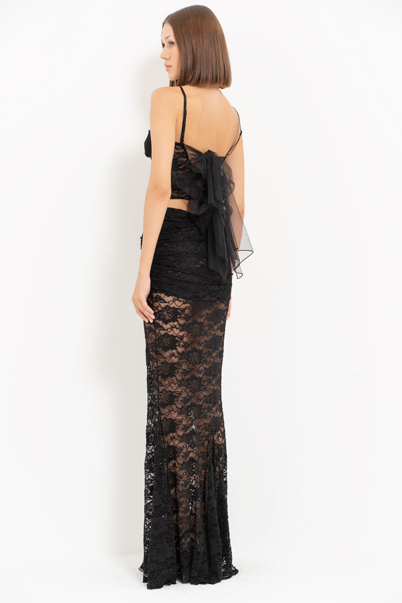 Black Lace Cami Top & Maxi Skirt Set