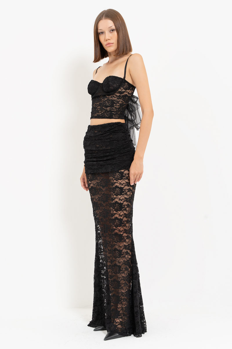 Black Lace Cami Top & Maxi Skirt Set