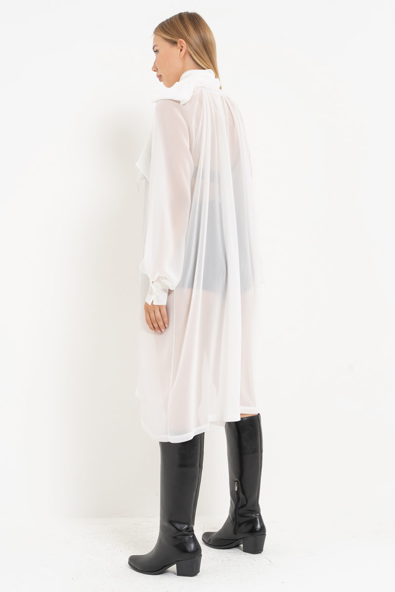 Offwhite Chiffon Maxi Shirt