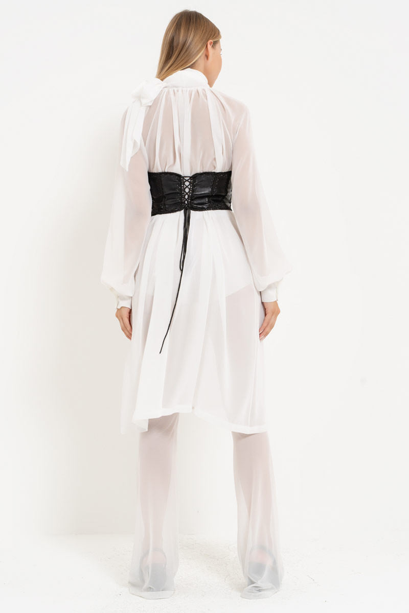 Offwhite Chiffon Maxi Shirt