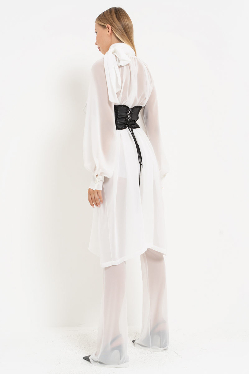 Offwhite Chiffon Maxi Shirt