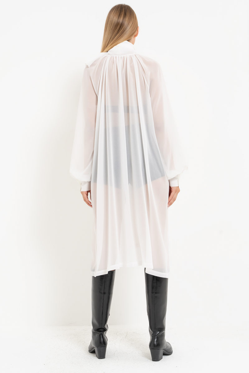 Offwhite Chiffon Maxi Shirt