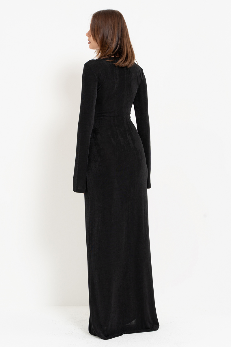 Black Cut Out Front Maxi Dress