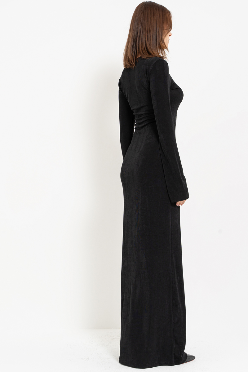 Black Cut Out Front Maxi Dress