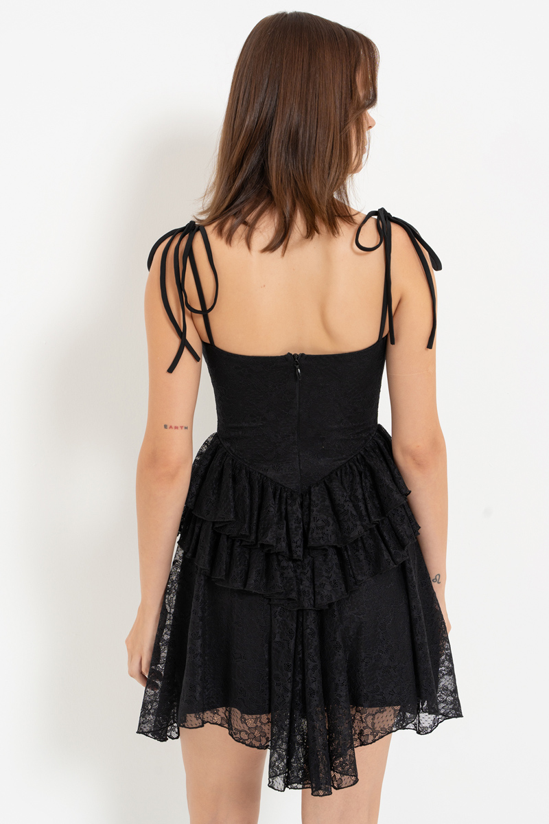 Black Lace-Trim Cami Mini Dress