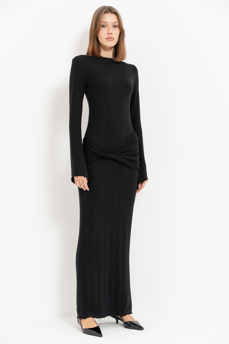 Black Knot-Accent Maxi Dress