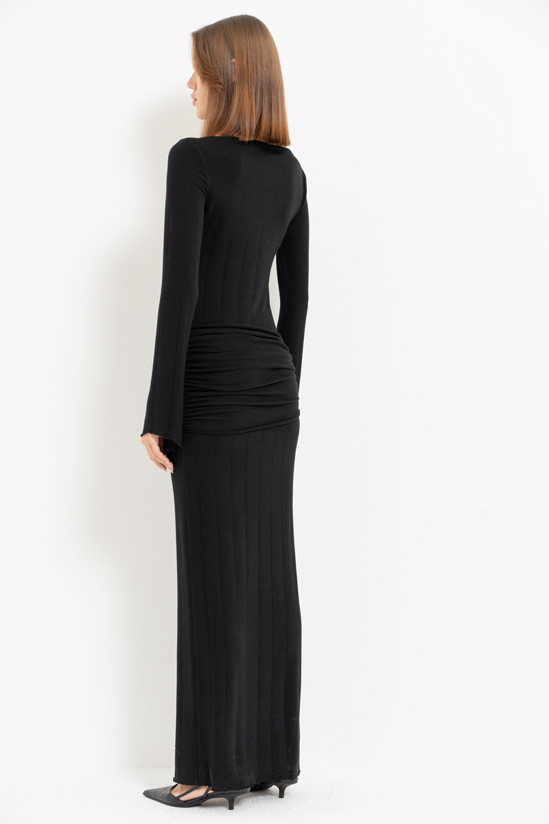 Black Knot-Accent Maxi Dress