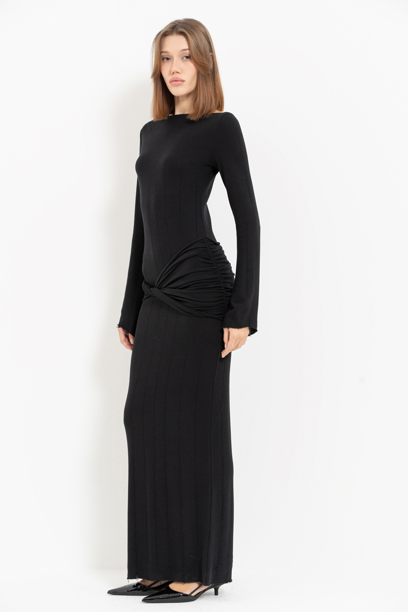 Black Knot-Accent Maxi Dress