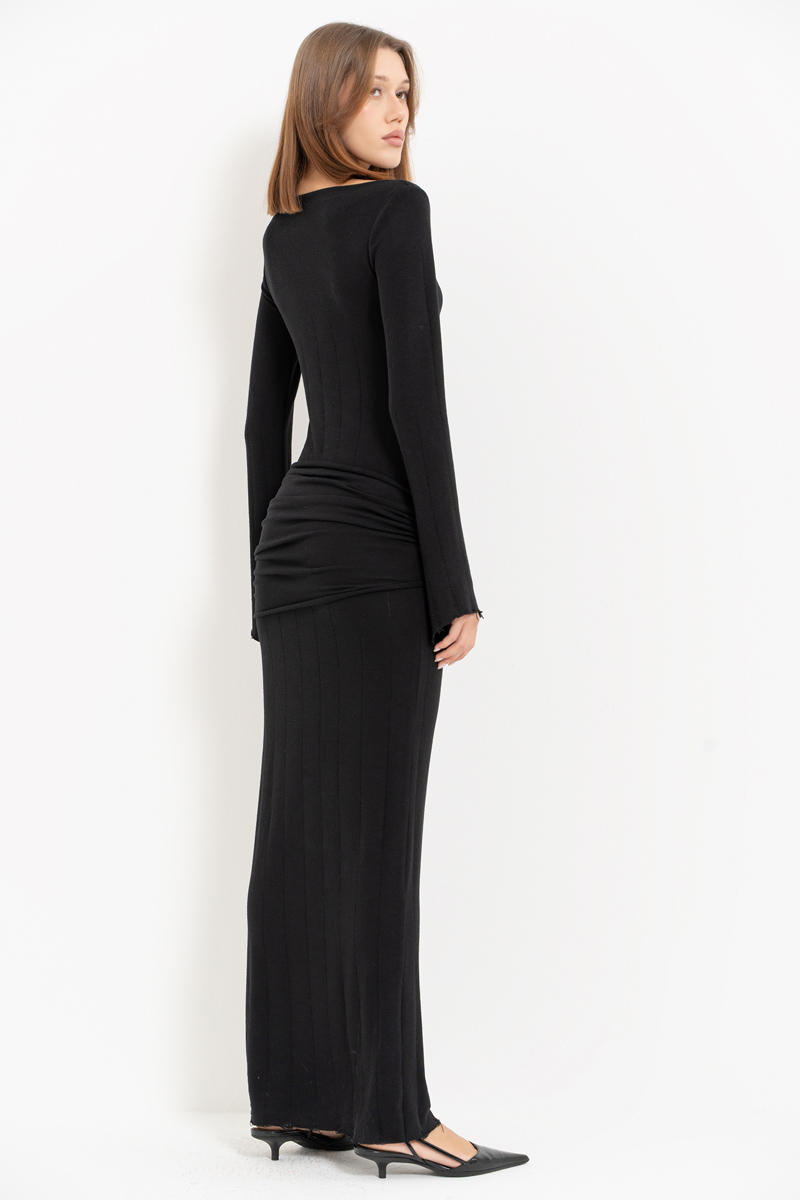 Black Knot-Accent Maxi Dress