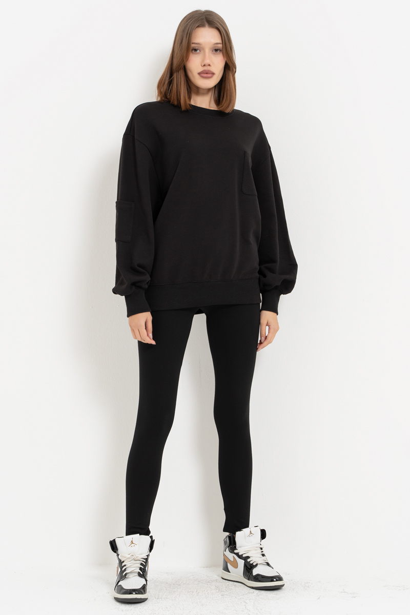 High Waist Black Viscose Leggings