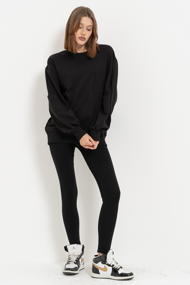 High Waist Black Viscose Leggings