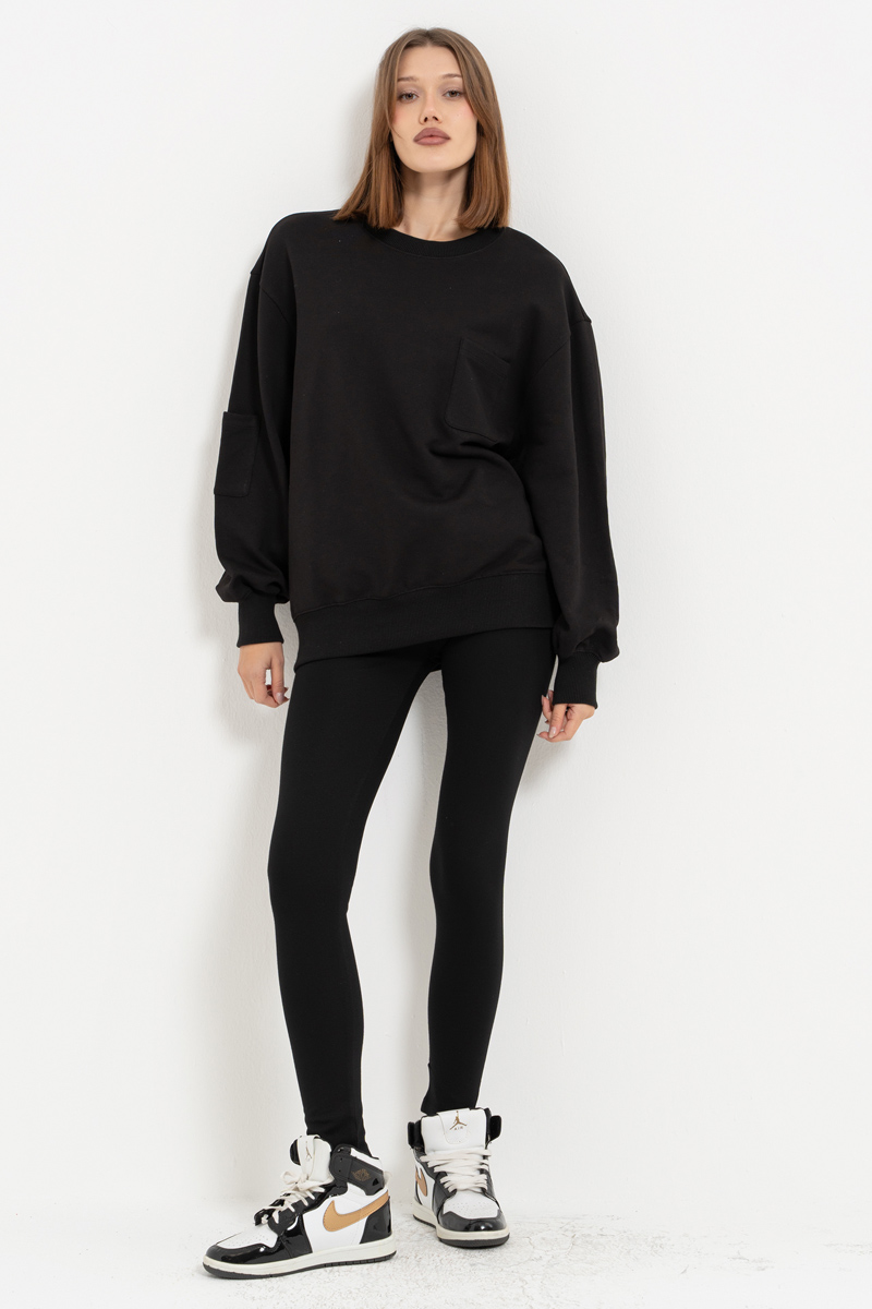 High Waist Black Viscose Leggings