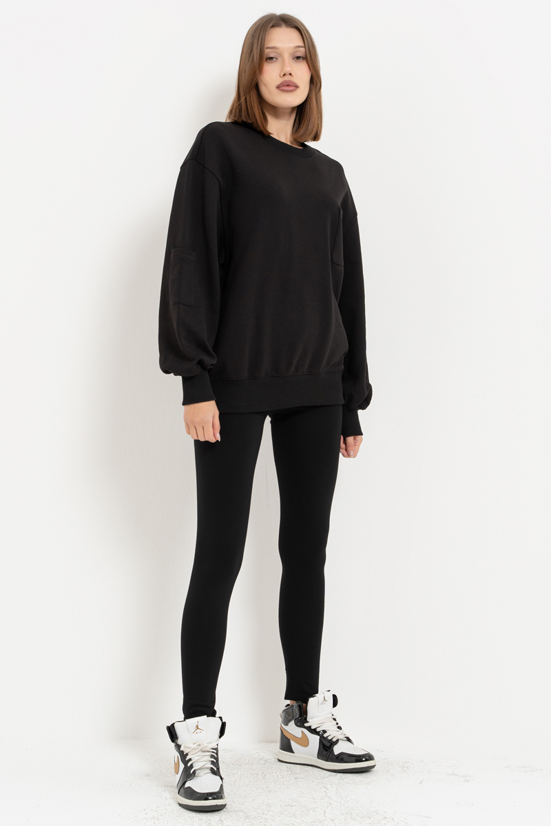 High Waist Black Viscose Leggings