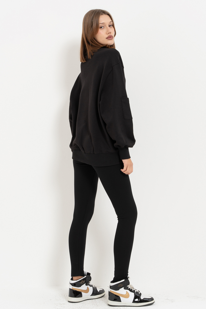 High Waist Black Viscose Leggings