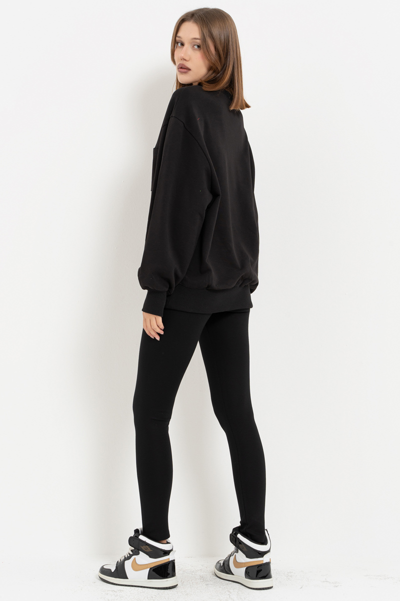 High Waist Black Viscose Leggings