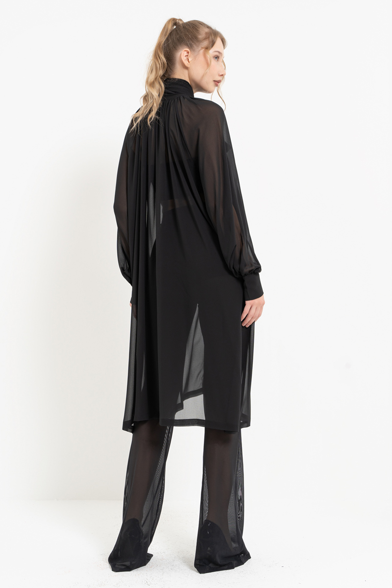 Black Chiffon Maxi Shirt