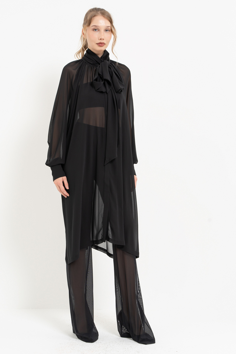 Black Chiffon Maxi Shirt