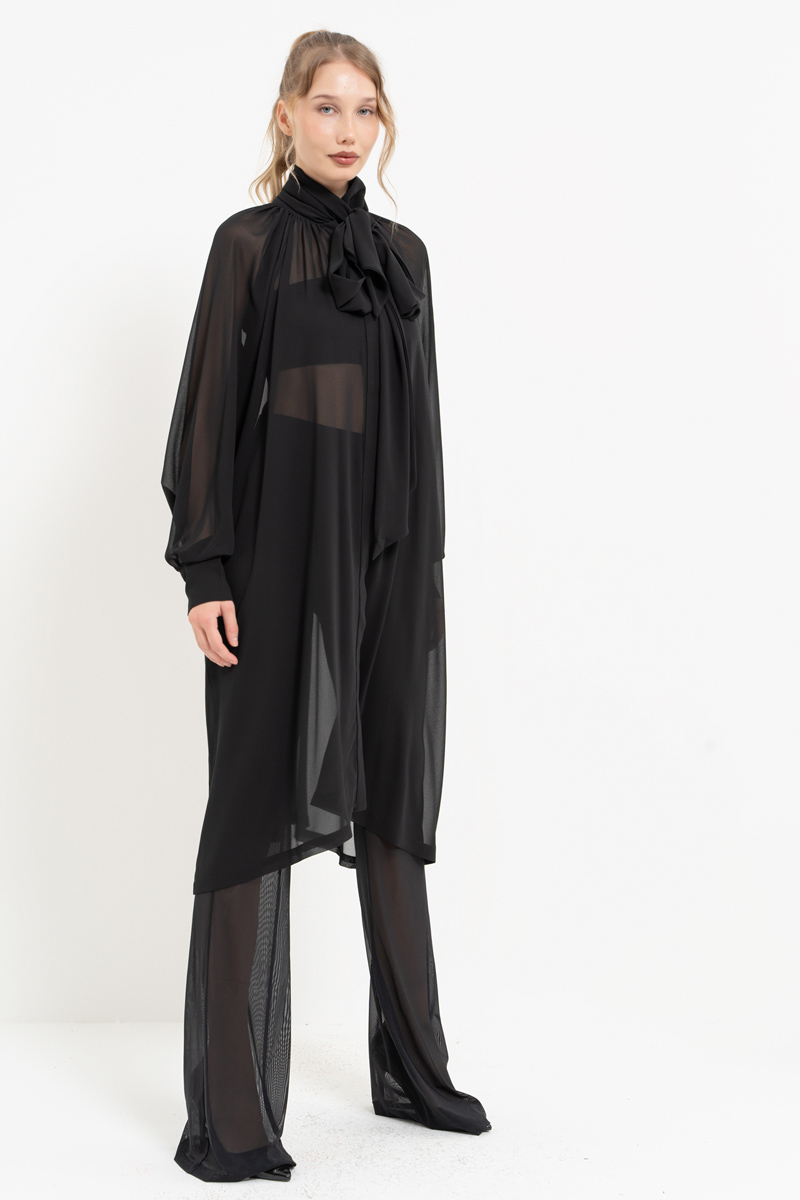 Black Chiffon Maxi Shirt