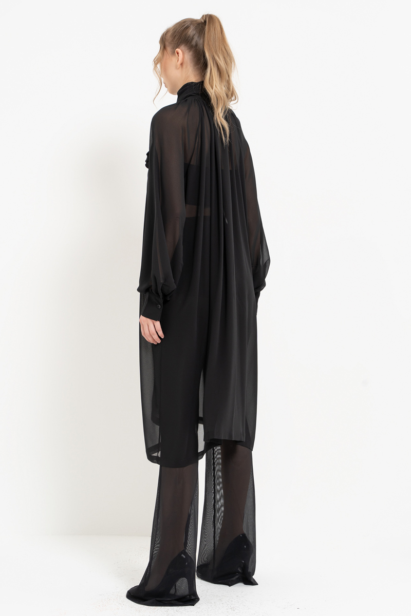 Black Chiffon Maxi Shirt