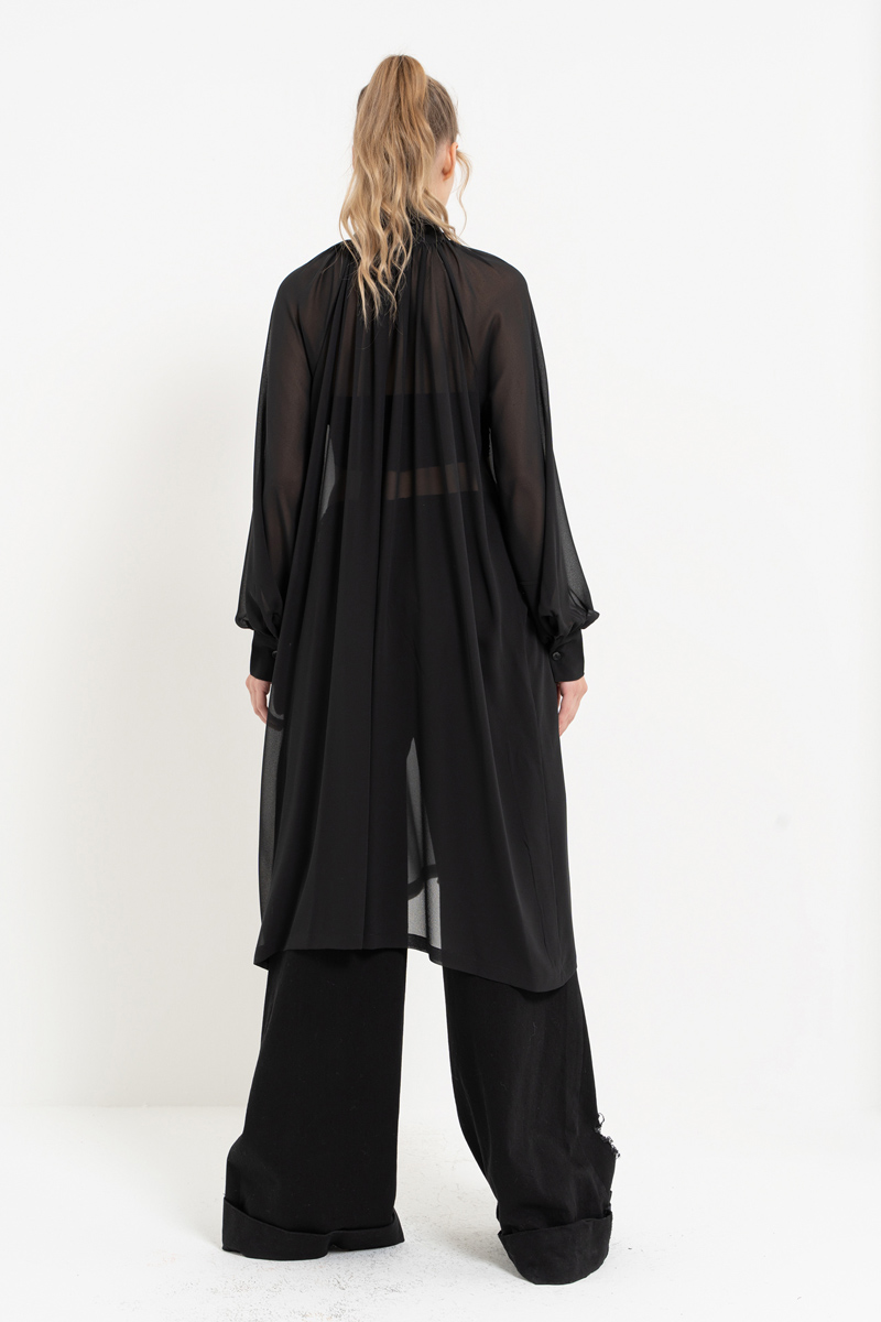 Black Chiffon Maxi Shirt