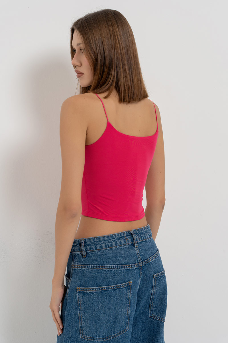 Fuchsia Spaghetti Strap Cropped Cami