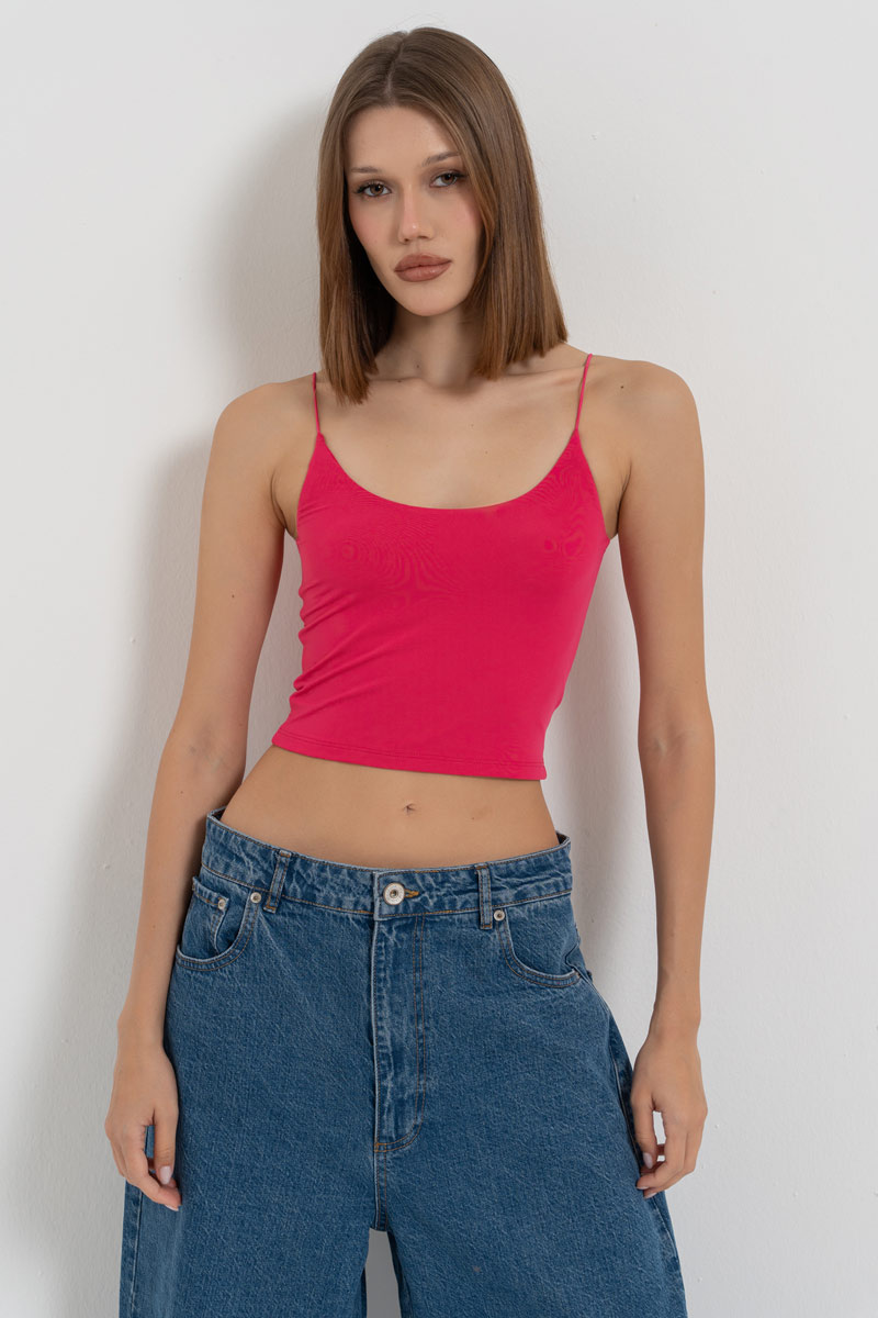 Fuchsia Spaghetti Strap Cropped Cami