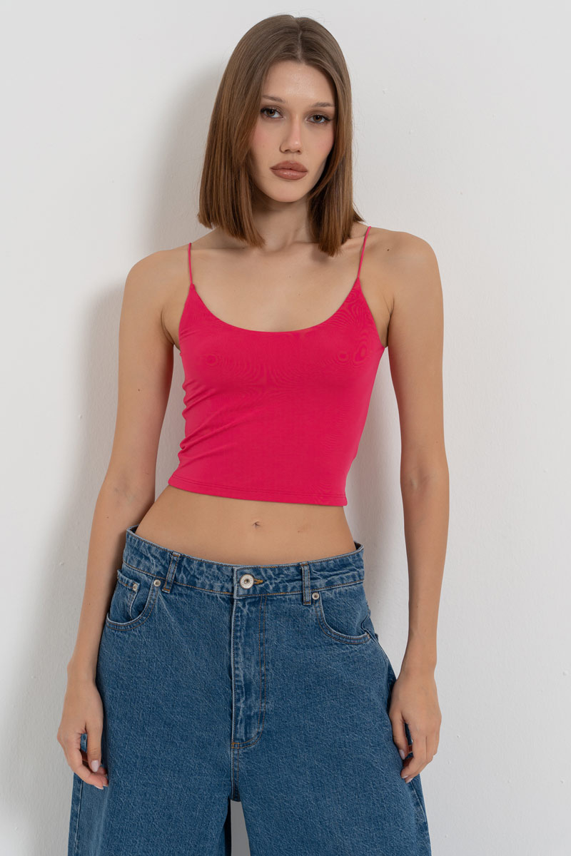 Fuchsia Spaghetti Strap Cropped Cami