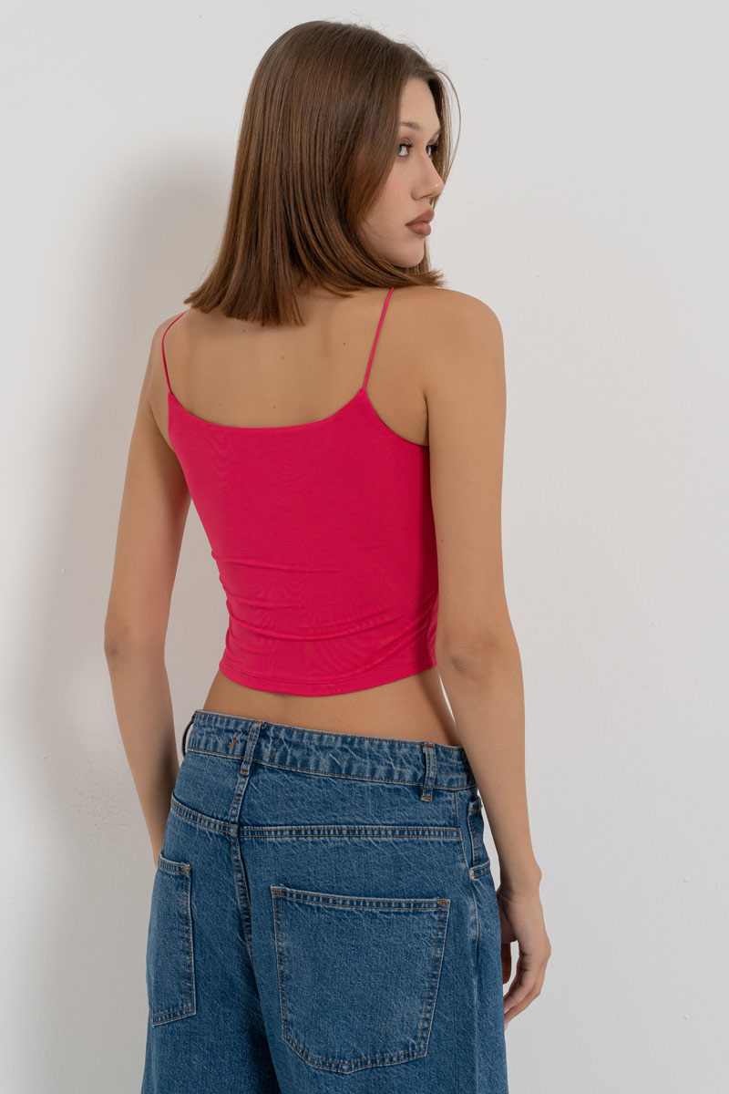 Fuchsia Spaghetti Strap Cropped Cami