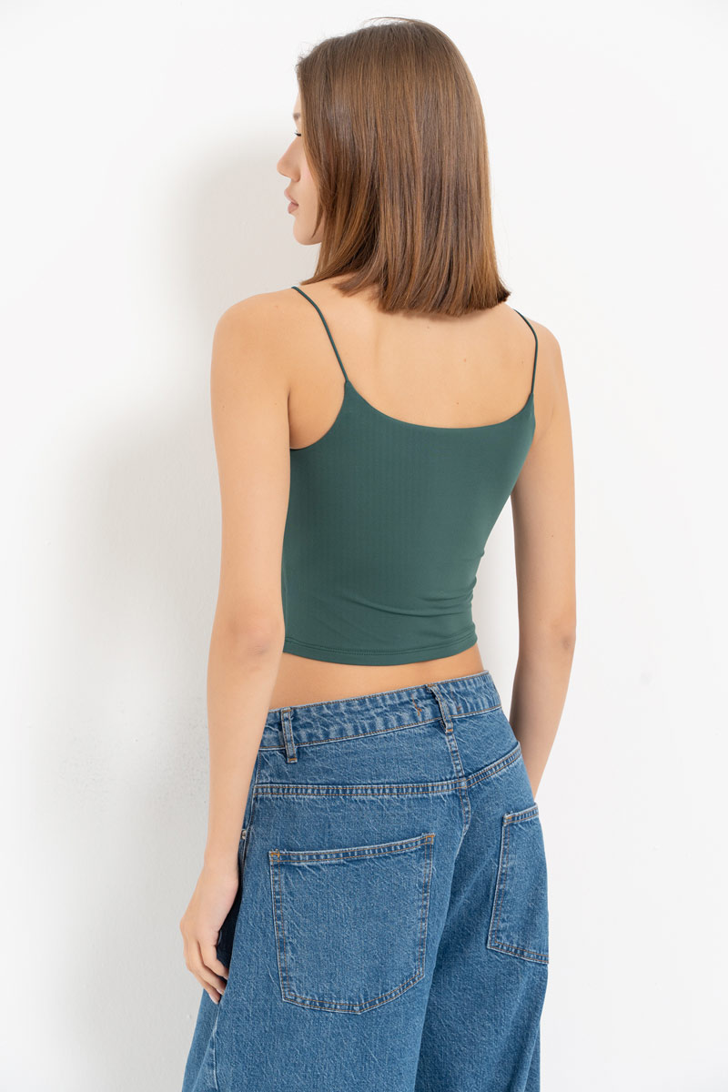 Dark Green Spaghetti Strap Cropped Cami