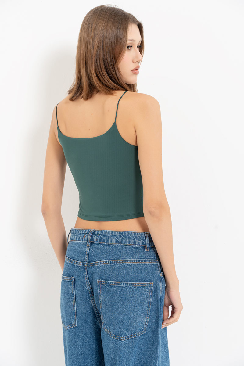 Dark Green Spaghetti Strap Cropped Cami