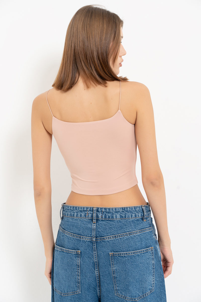 Nude Spaghetti Strap Cropped Cami