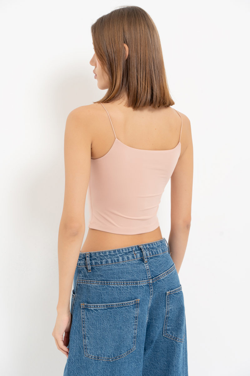 Nude Spaghetti Strap Cropped Cami