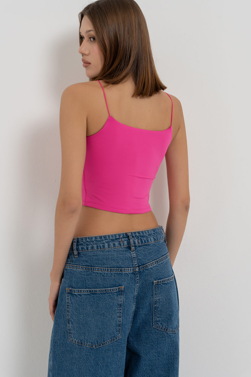 New Fuschia Spaghetti Strap Cropped Cami