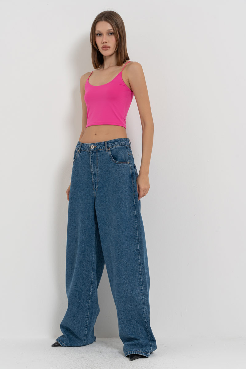 New Fuschia Spaghetti Strap Cropped Cami