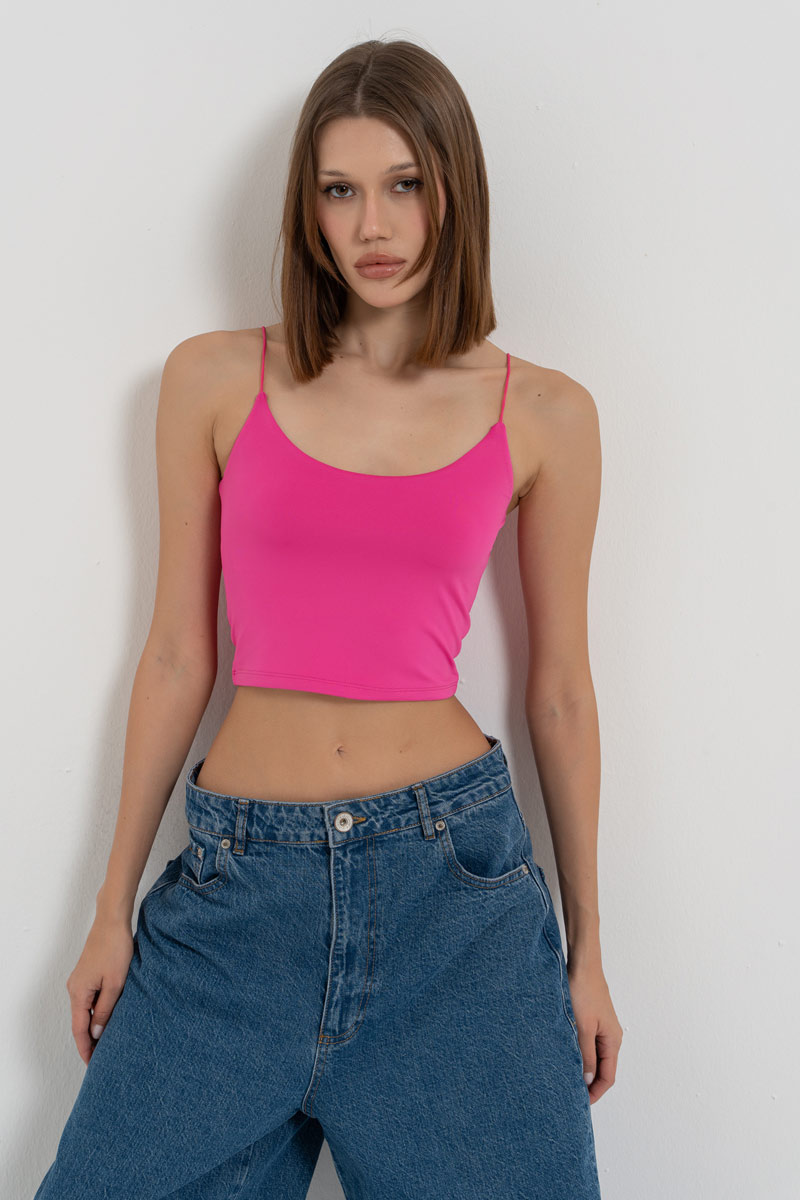 New Fuschia Spaghetti Strap Cropped Cami