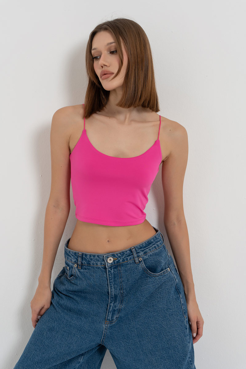 New Fuschia Spaghetti Strap Cropped Cami