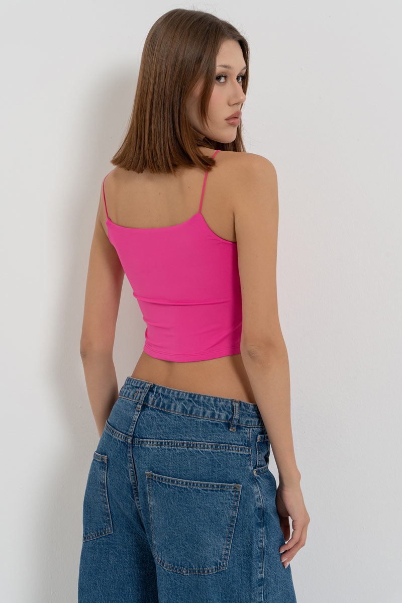 New Fuschia Spaghetti Strap Cropped Cami