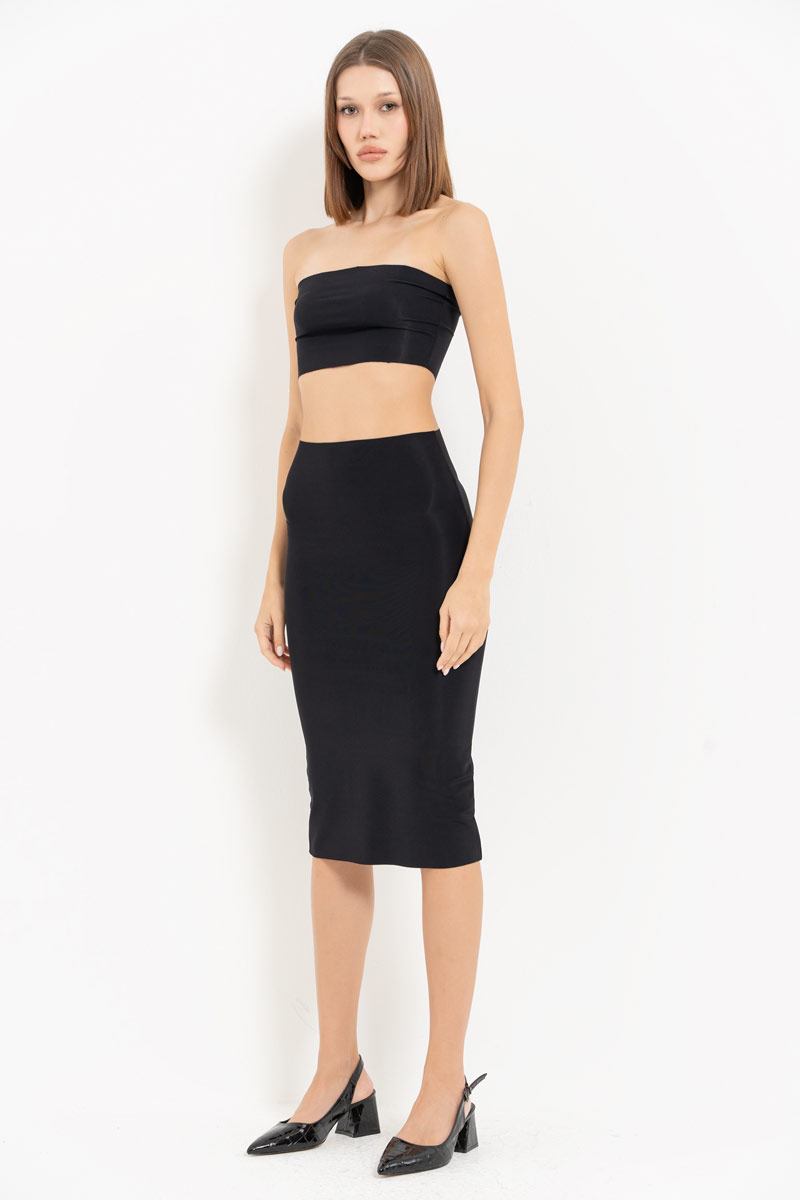 Black Seamless Bodycon Skirt