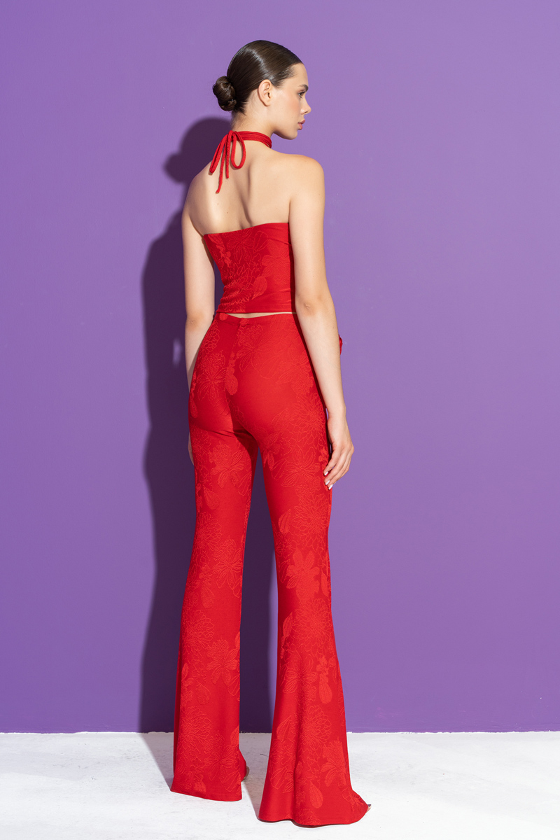 Red Rose-Accent Pants