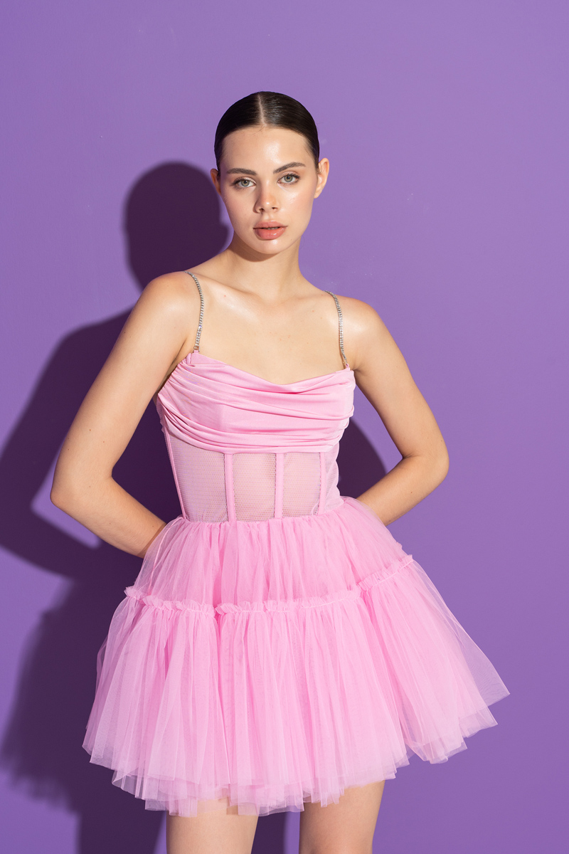 Wholesale New Pink Cami Mini Tutu Dress