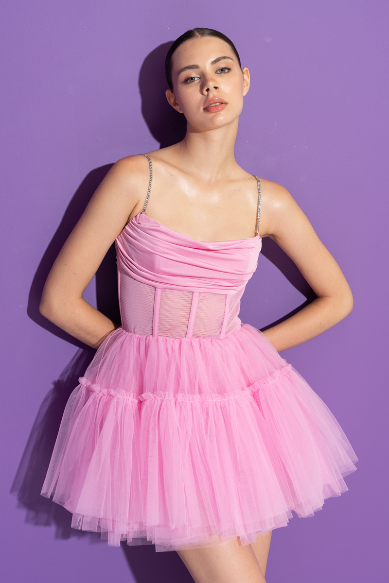 Wholesale New Pink Cami Mini Tutu Dress