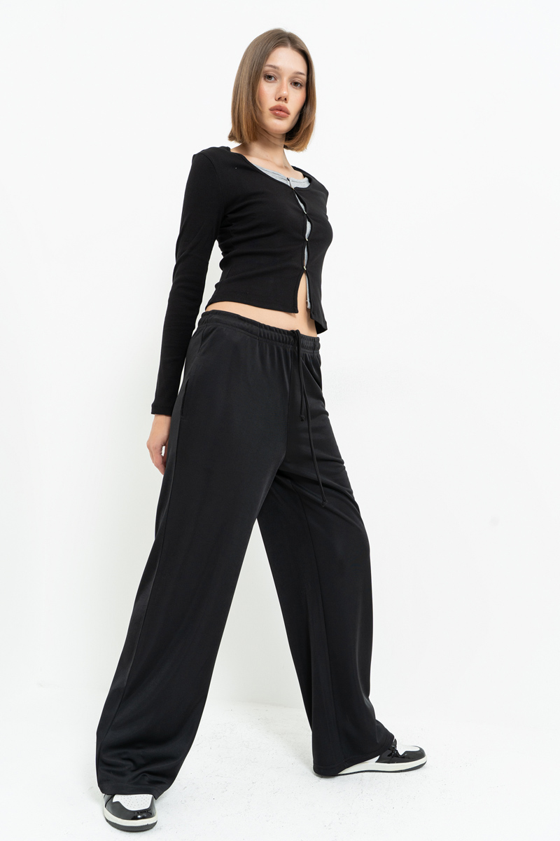 Black Elasticated-Waist Sweatpants