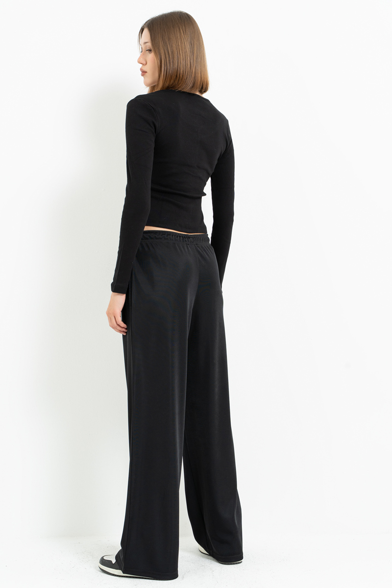 Black Elasticated-Waist Sweatpants